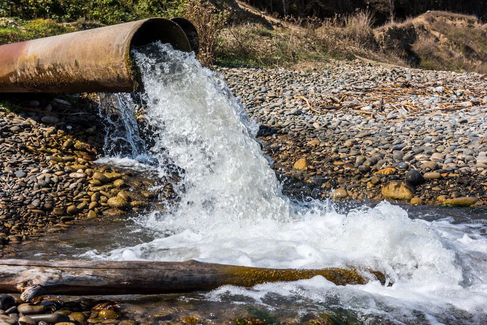 Wastewater from a pipe