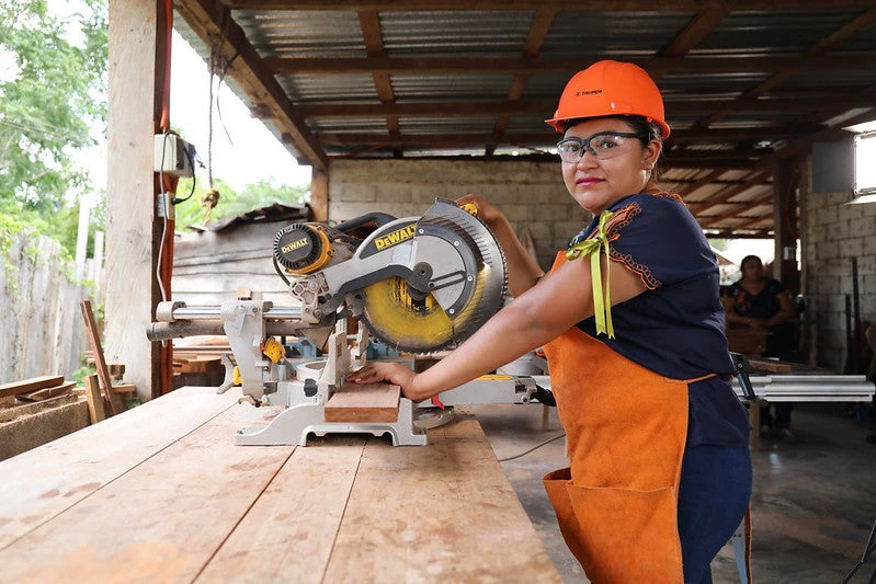Woman carpenter in Mexico. 