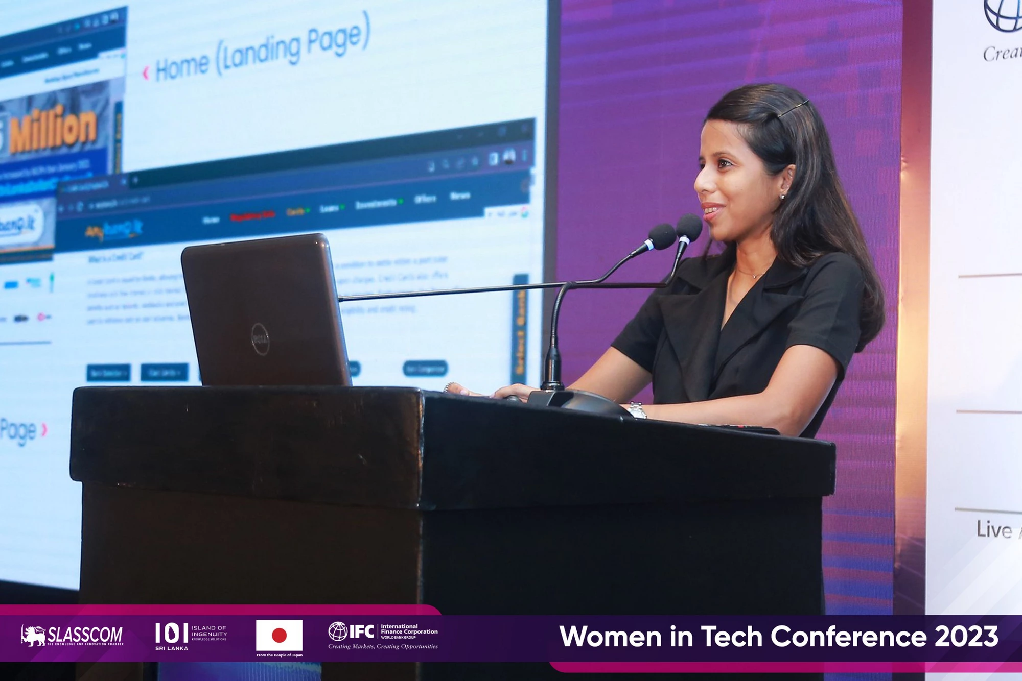 Petula Wijesinghe speaking at the Women in Tech Conference