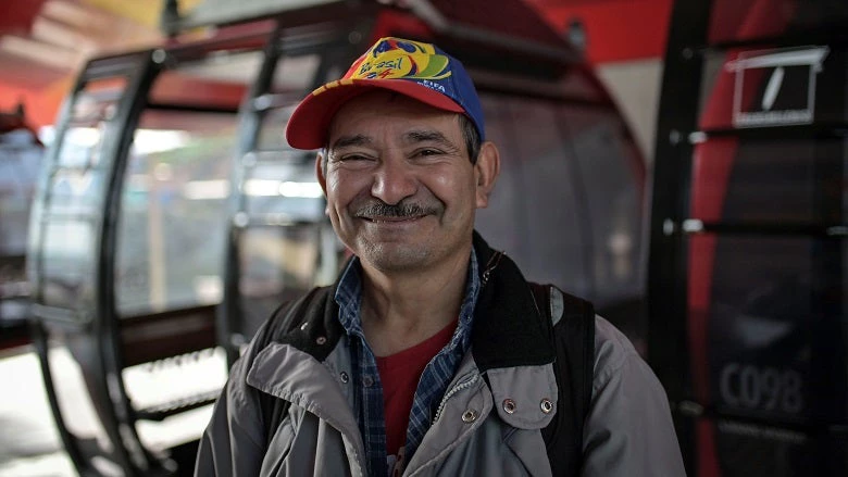 Worker in Bogota, Colombia