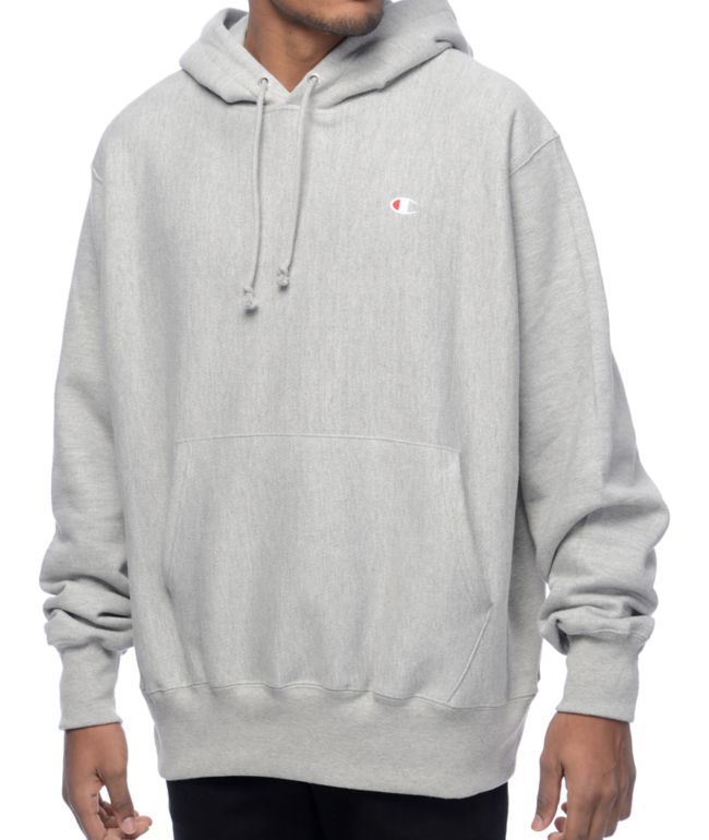 Opgetild winnaar Voordracht Champion Reverse Weave Small Logo Oxford Grey Hoodie