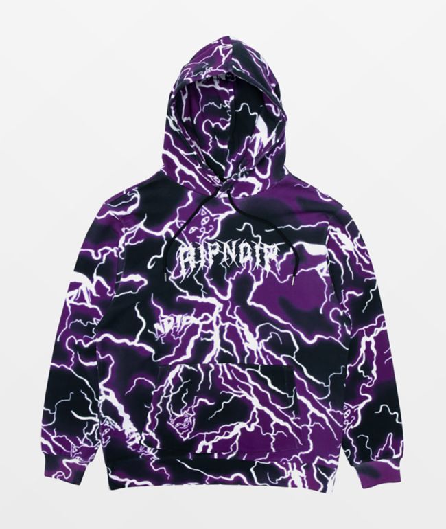 RIPNDIP Nikola Black u0026 Purple Lightning Hoodie