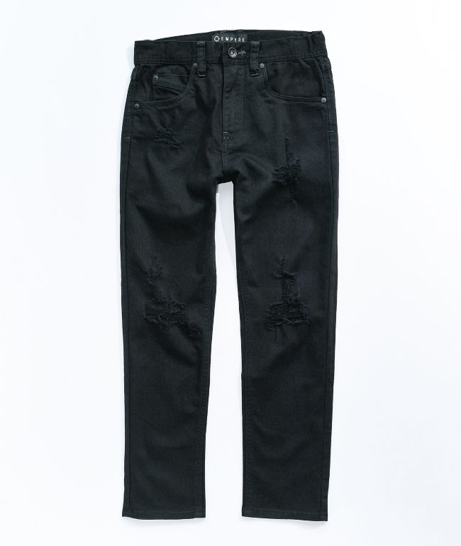 VINKID Embroidery Black Damaged Jeans-