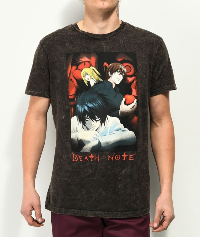 forgetful homosexual Theirs Death Note Cast Black Washed T-Shirt