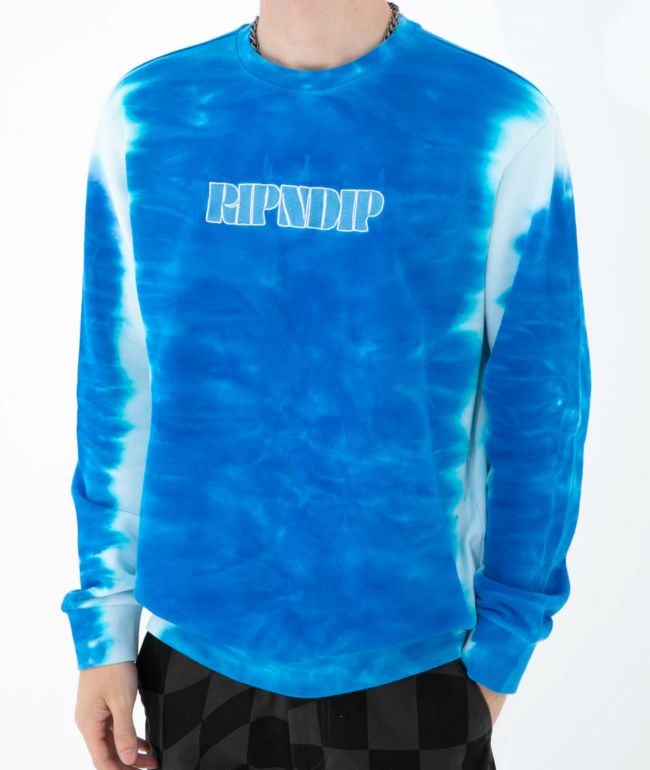 RIPNDIP Wilshire Blue Tie Dye Crewneck Sweatshirt