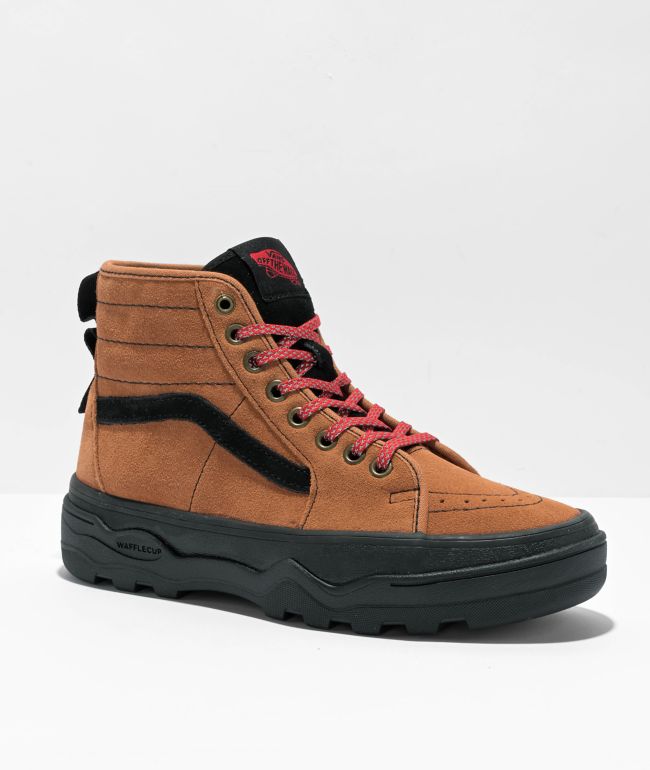 brown red vans