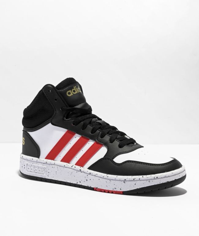 adidas Kids Hoops Mid 3.0 White, Vivid Red u0026 Black Shoes
