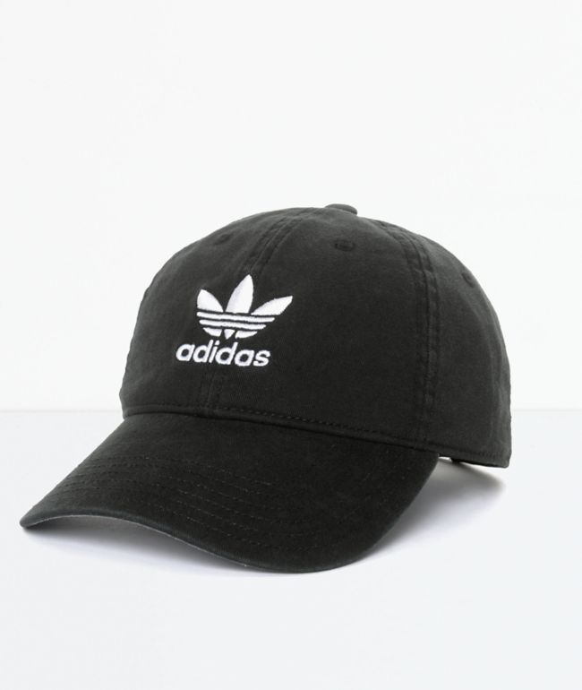 adidas Men's Trefoil Curved Bill Black Strapback Hat