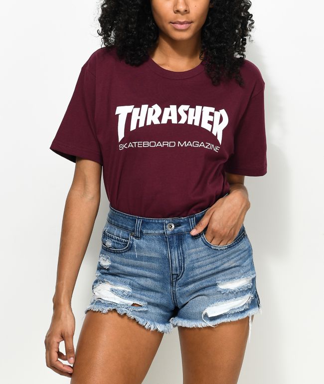 Thrasher Burgundy Boyfriend T-Shirt