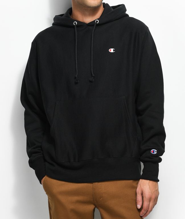 Litterær kunst chokerende opadgående Champion Reverse Weave Small Logo Black Hoodie