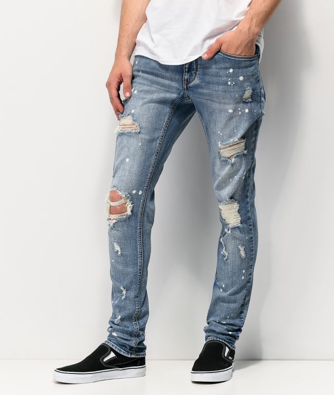 Afkeer Prooi Trouwens Empyre Recoil Harrison Blue Splatter Super Skinny Jeans