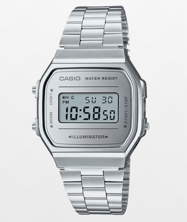 Hane side tæt Casio A168WEM-7VT Vintage All Silver Digital Watch