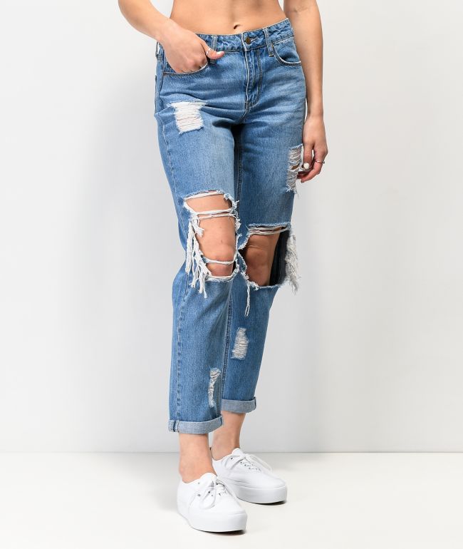 Pittig Andrew Halliday Roos Empyre Easton Medium Wash Distressed Boyfriend Jeans