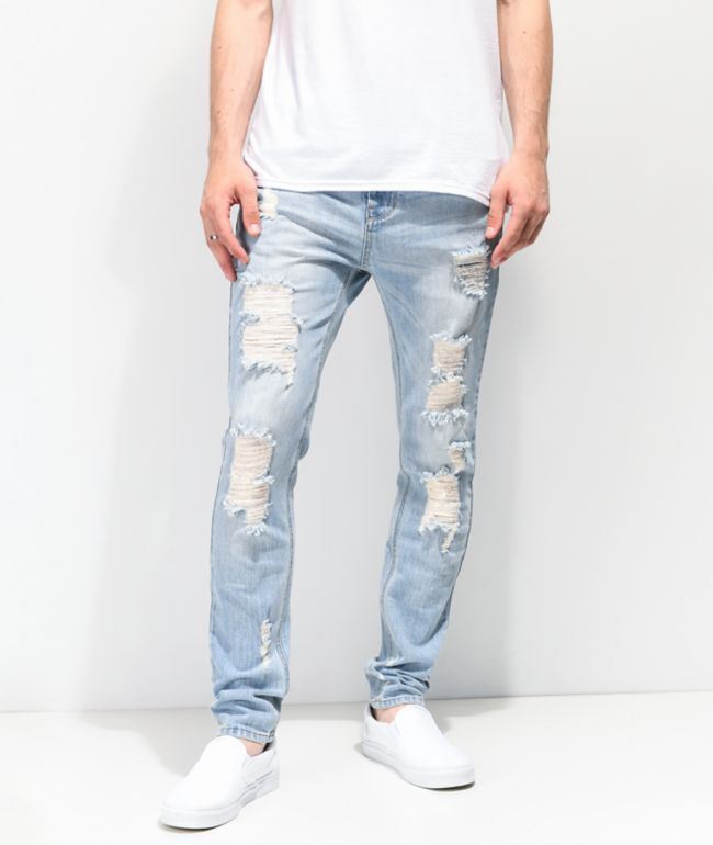 Solrig marionet Turbine Empyre Verge Sprint Blue Distressed Tapered Skinny Jeans