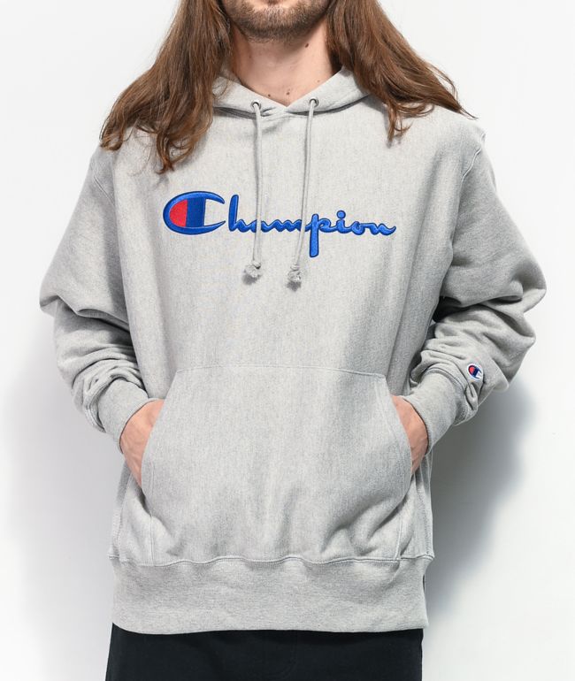 champions grey hoodie