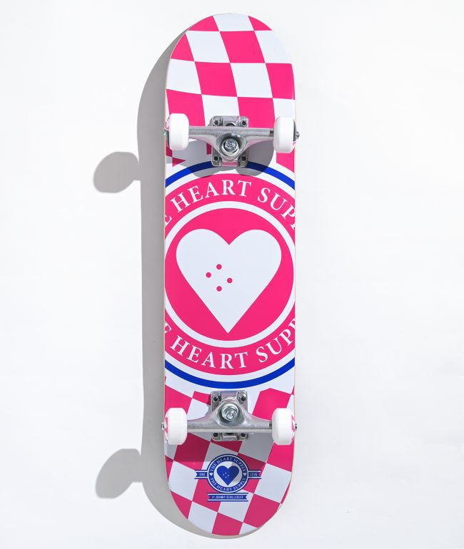 Blueprint Heart Pink Blue 7.25" Skateboard Complete