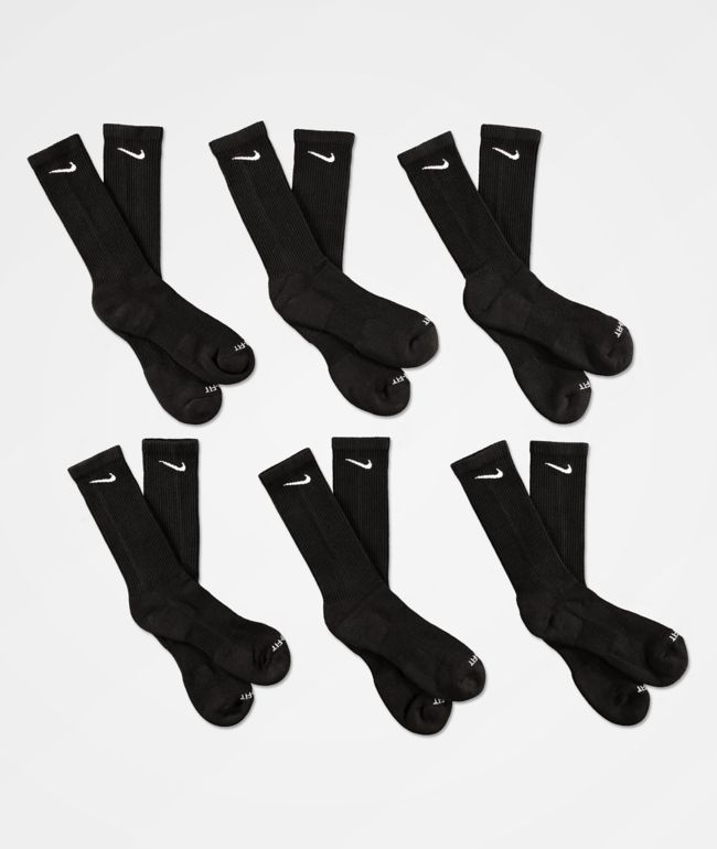 Nike Boys 6 Pack Cushioned Crew Socks - White/Black Size S