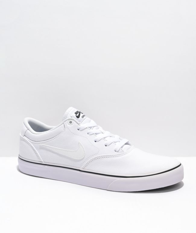Alérgico Agarrar golpear Nike SB Chron 2 White Canvas Skate Shoes