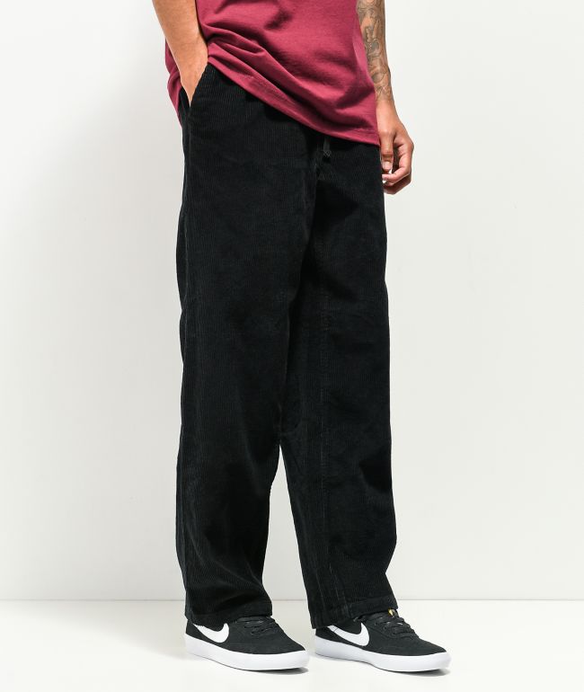 Empyre Johnny Black Elastic Waist Corduroy Skate Pants