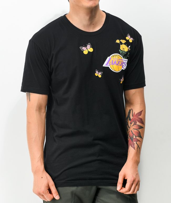 Mitchell & Ness La Lakers State Flower Black T-Shirt - Size M - Black - Graphic Street T-shirts - Men's Clothing at Zumiez