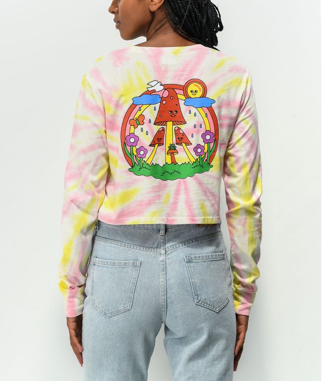 A-Lab Patina Pink & Purple Tie Dye Crop Long Sleeve T-Shirt