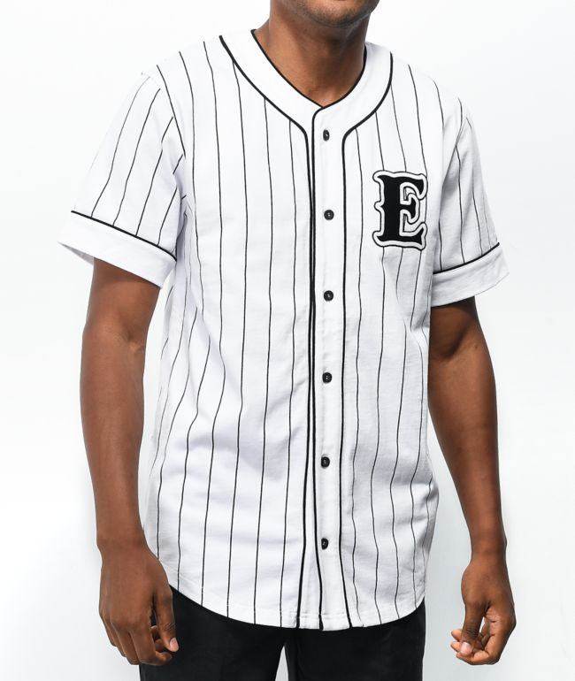 Empyre Chuck White & Black Pinstripe Baseball Jersey