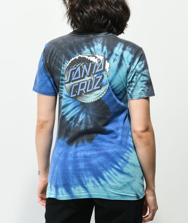 Santa Cruz Kids Wave Dot Blue Tie Dye T-Shirt