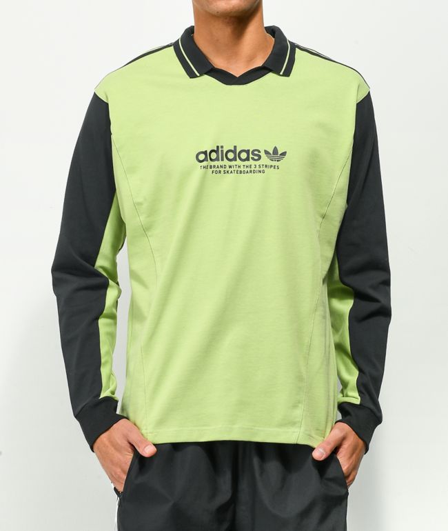 Grifo Gran Barrera de Coral conectar adidas Team Keeper Lime & Black Long Sleeve Jersey Shirt