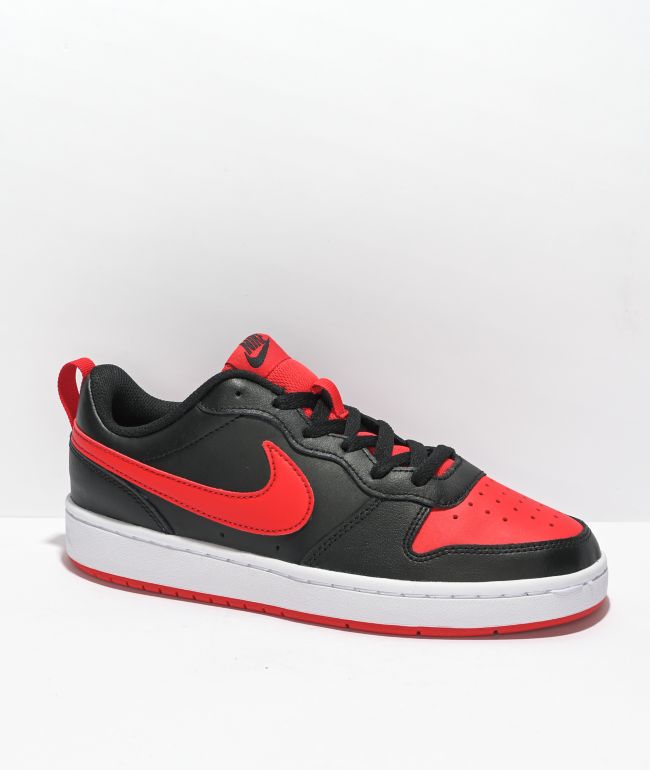 Asesinar pago . Nike Kids' Court Borough Low 2 Black & Red Shoes