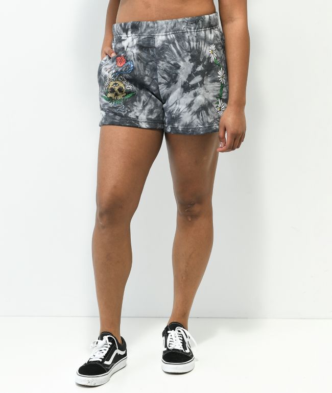 Empyre Jules Skull Black Tie Dye Sweat Shorts