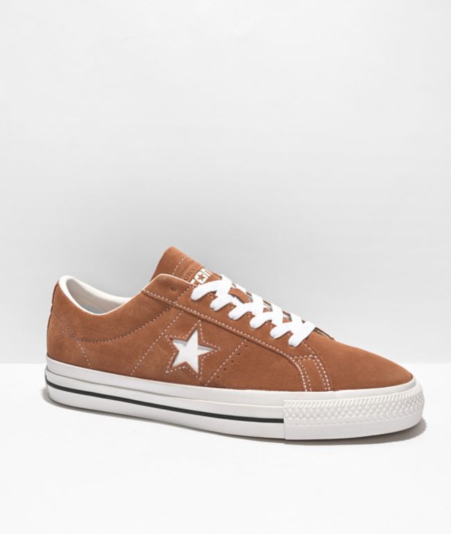 Converse One Star Pro Mineral Clay & White Suede Skate Shoes