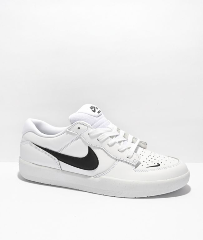 Teasing sædvanligt dato Nike SB Force 58 White & Black Leather Skate Shoes