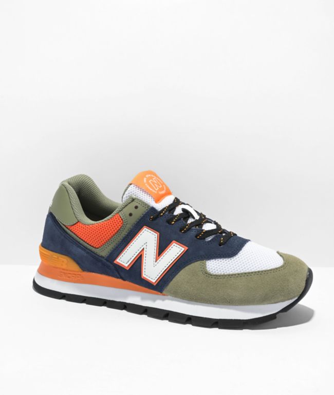 New Balance 574 Olive, Indigo, Red, & Gold