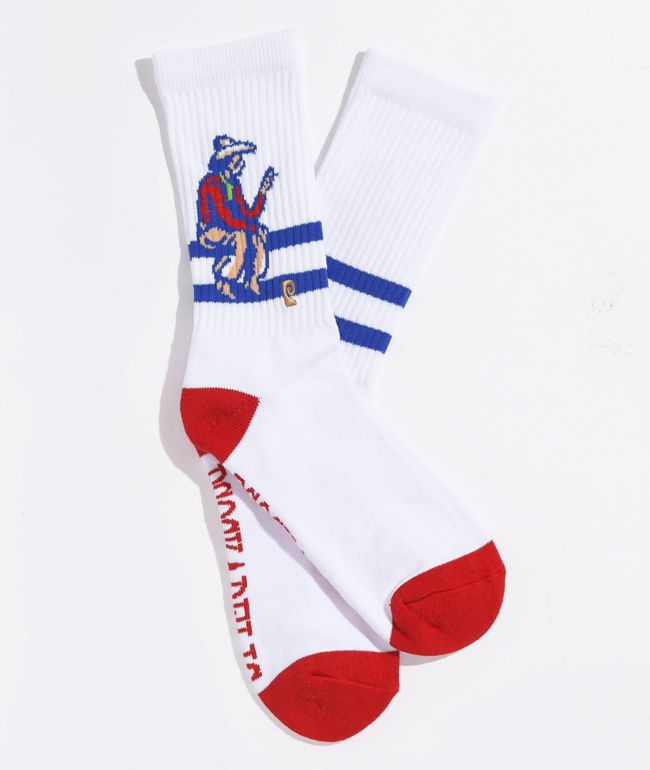 Krooked Eyes Crew Socks - Brick/Red/Yellow