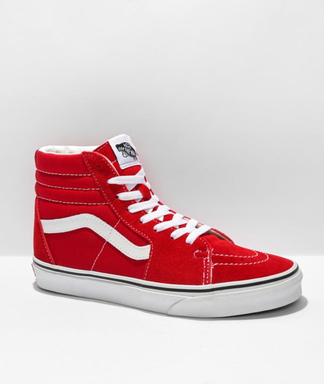 Vans Sk8-Hi Racing Red u0026 White Skate Shoes