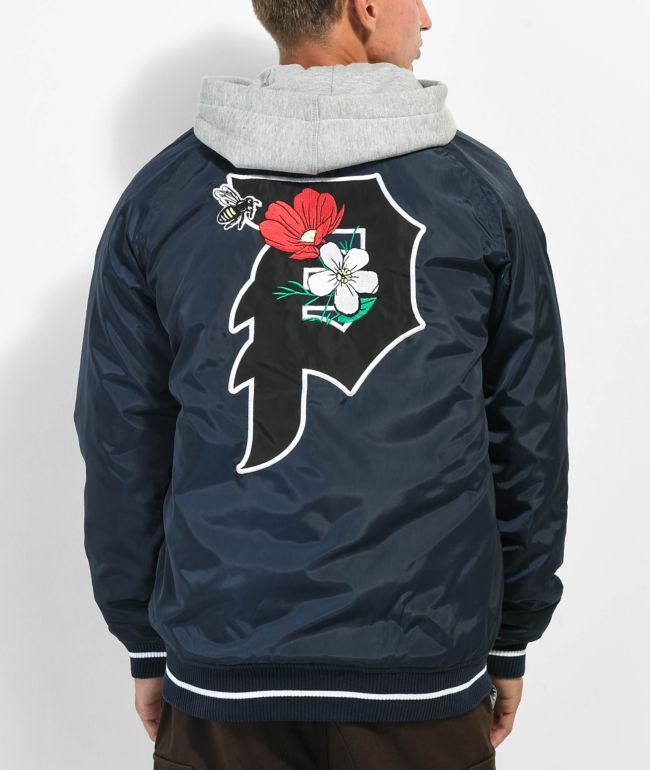 Grizzshop Men's Doodle Cat Print Bomber Jacket