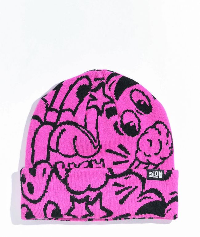 black and pink beanie