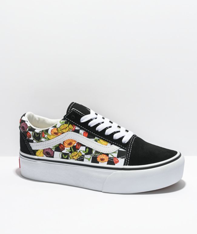 floral checkered vans