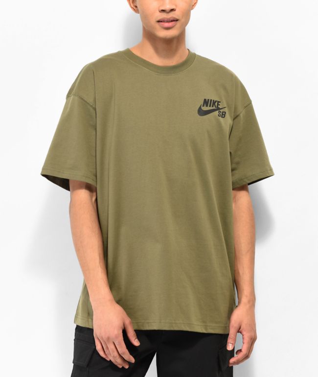 oscuro Sombra Soberano Nike SB Logo Olive Green T-Shirt