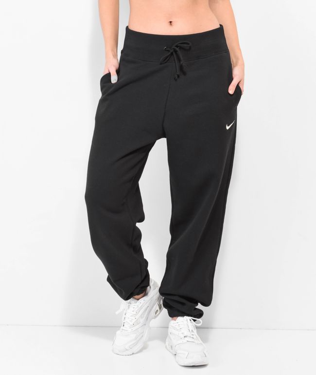 Nike Mini Swoosh High Waisted Wide Leg Trackies In Black Lyst atelier