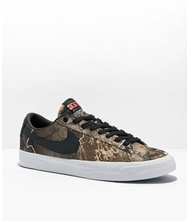 crédito Además Rechazado Nike SB Zoom Blazer Low GT Pro Camo Olive & Black Skate Shoes