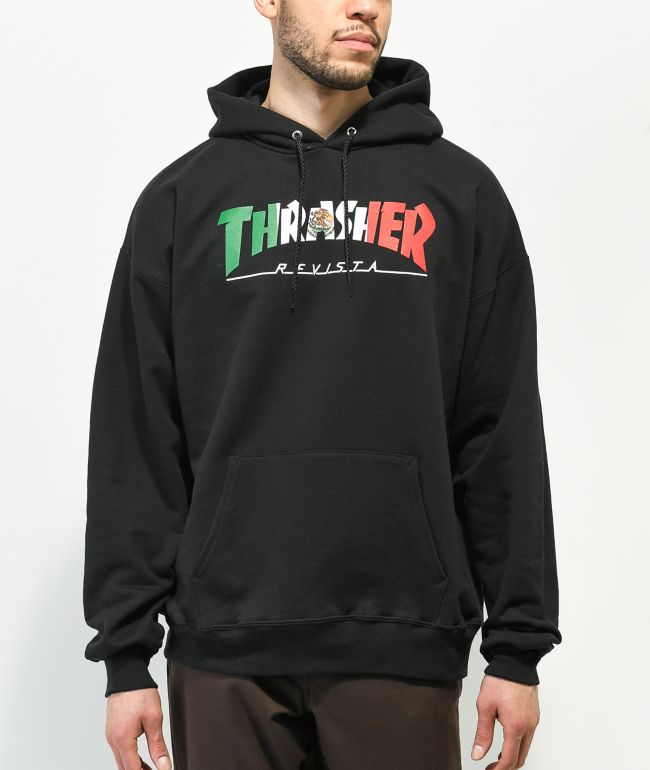 black hoodie thrasher