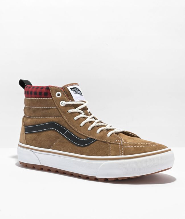 Vervuild binnen zelfmoord Vans Sk8-Hi MTE-1 Plaid Brown & Black Skate Shoes