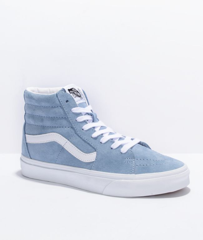 cafe Sitcom raken Vans Sk8-Hi Ashley Blue & White Pig Suede Skate Shoes