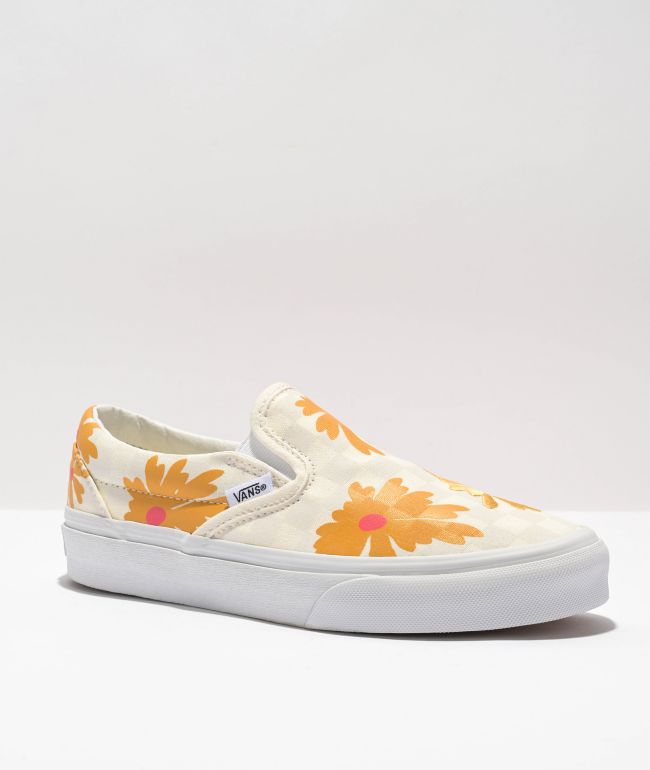Forbyde læder Diktat Vans Slip-On Check Floral White & Orange Skate Shoes