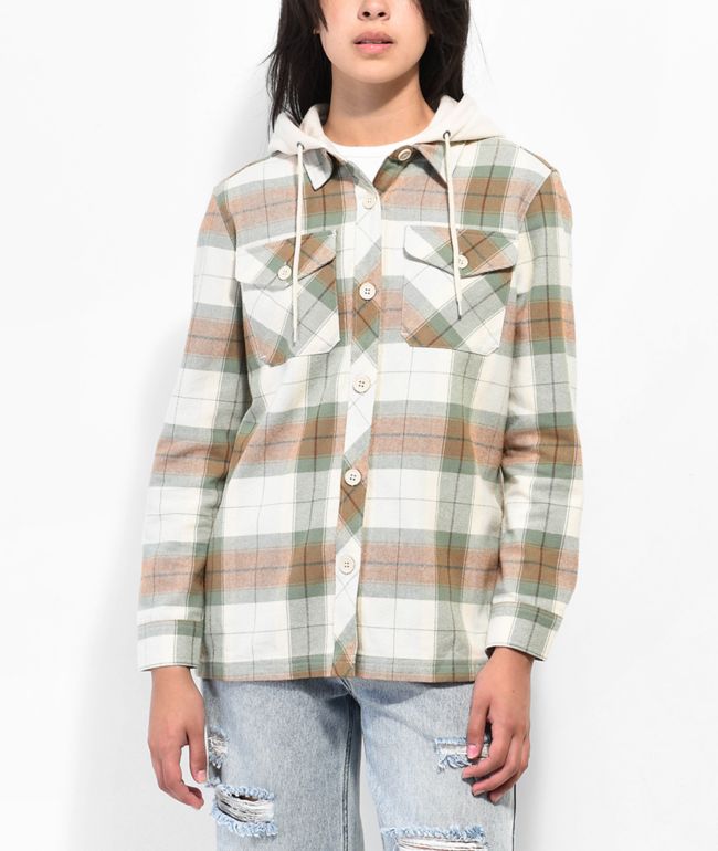 Empyre Holly Green u0026 Grey Hooded Flannel Jacket
