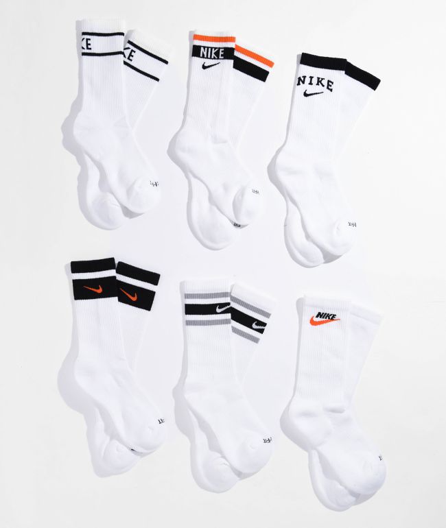 bonen wenselijk spannend Nike Kids Cush White Stripe 6 Pack Crew Socks