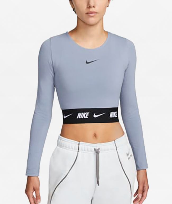 Destructief browser ontploffing Nike Sportswear Blue Long Sleeve Crop T-Shirt