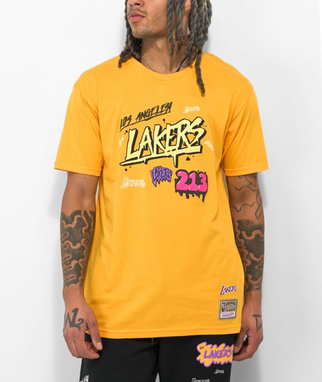 Mitchell & Ness La Lakers State Flower Black T-Shirt - Size M - Black - Graphic Street T-shirts - Men's Clothing at Zumiez