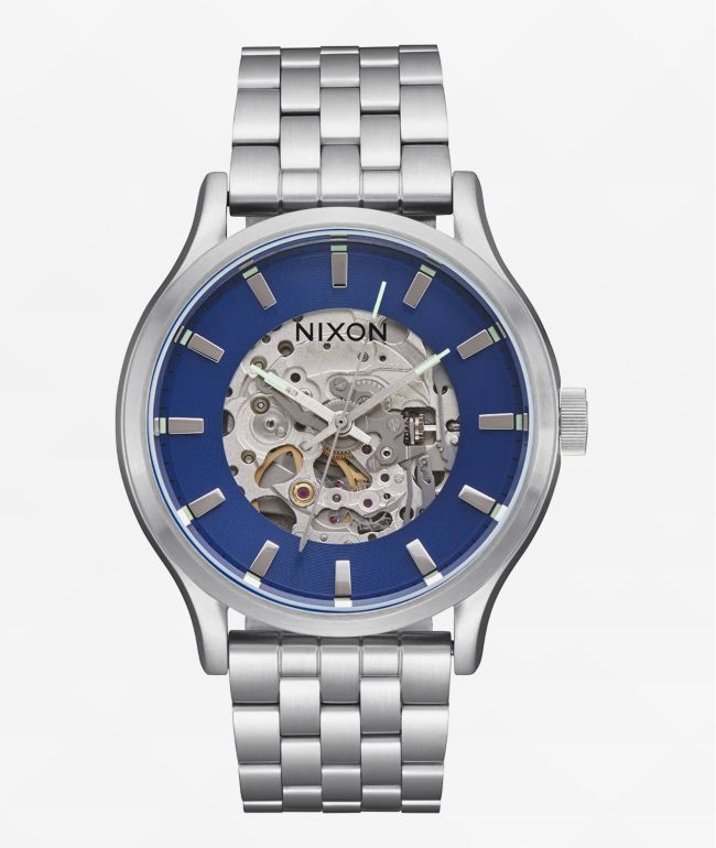 Nixon Spectra Navy Sunray & Silver Automatic Watch